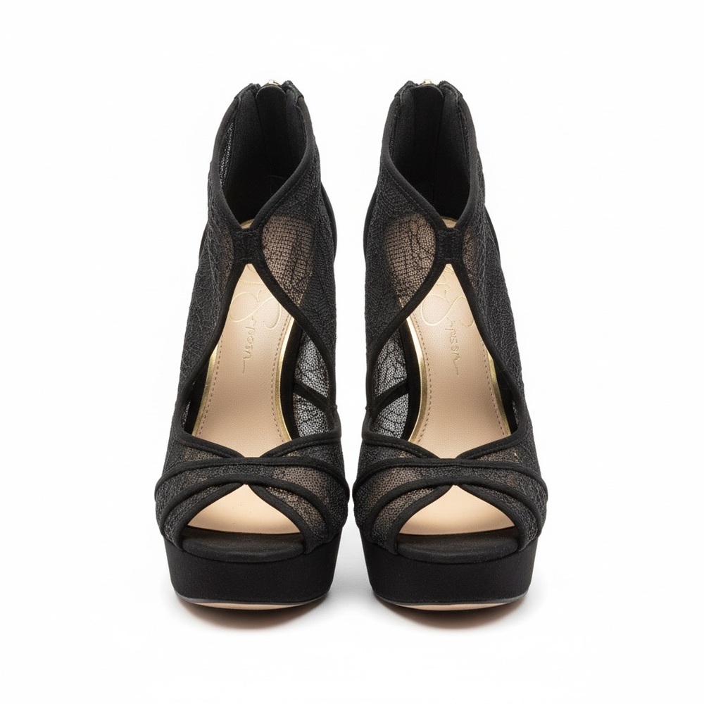 Jessica Simpson Elegant Black Lace Heels